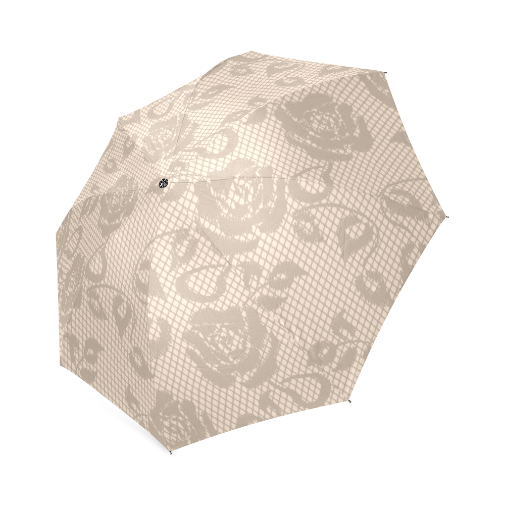 Brown Roses, Rose Flowers, Lace Effect, Floral Pattern Foldable Umbrella (Model U01)
