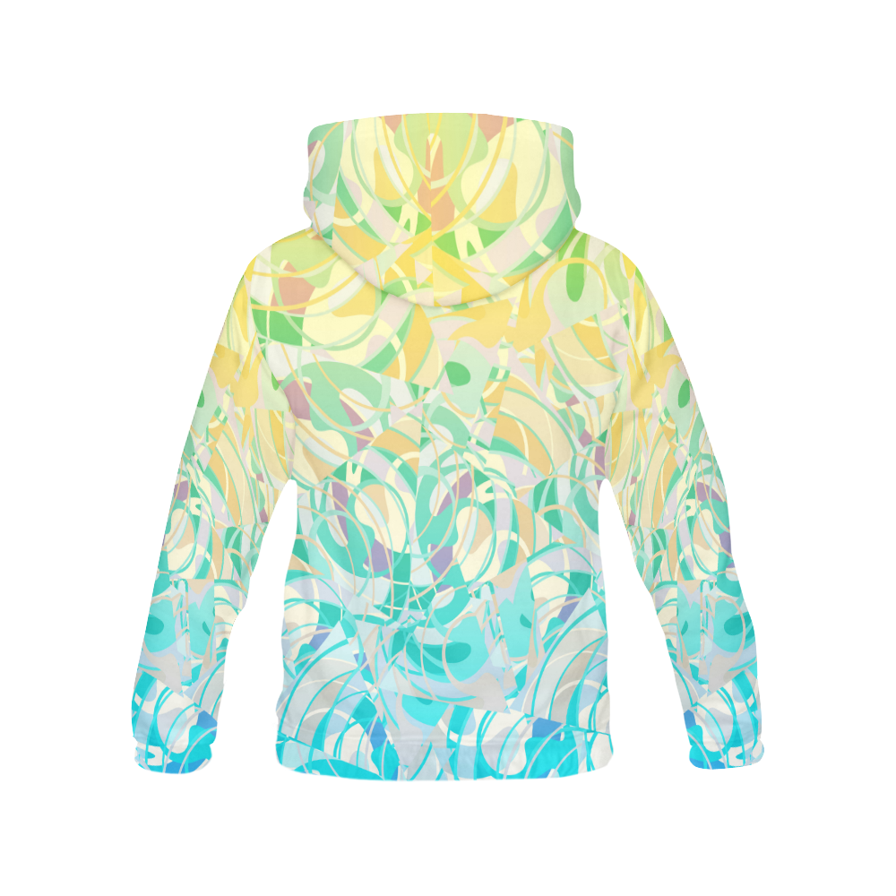 Summer Beach Days Abstract - Yellow, Blue, Teal All Over Print Hoodie for Women (USA Size) (Model H13)