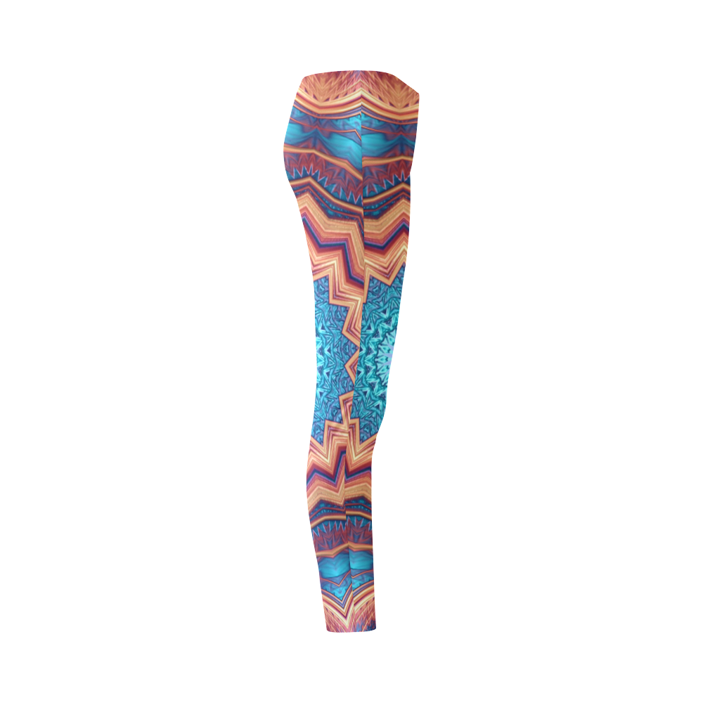 Blue Feather Mandala Cassandra Women's Leggings (Model L01)