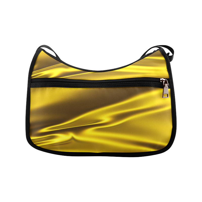 Vivid gold satin 3D texture Crossbody Bags (Model 1616)