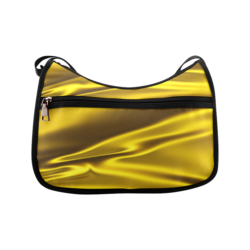 Vivid gold satin 3D texture Crossbody Bags (Model 1616)