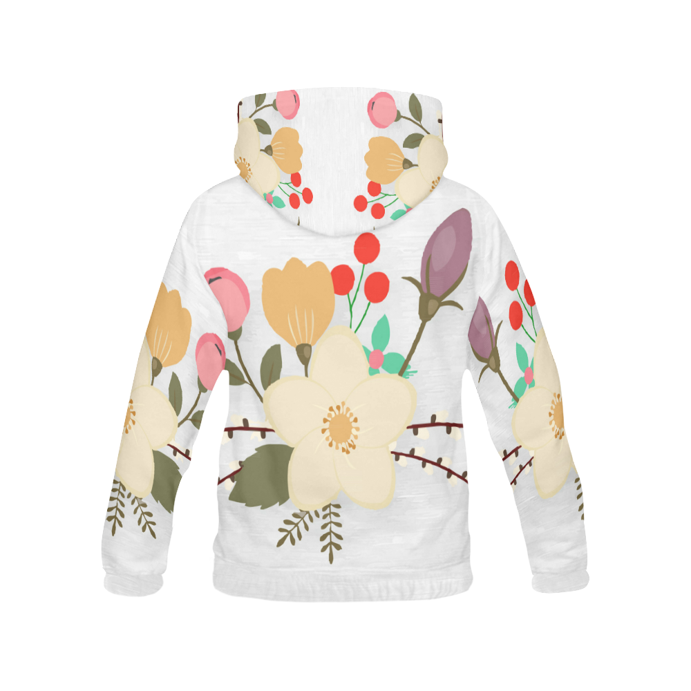 Spring Summer Floral With Pussywillows All Over Print Hoodie for Women (USA Size) (Model H13)