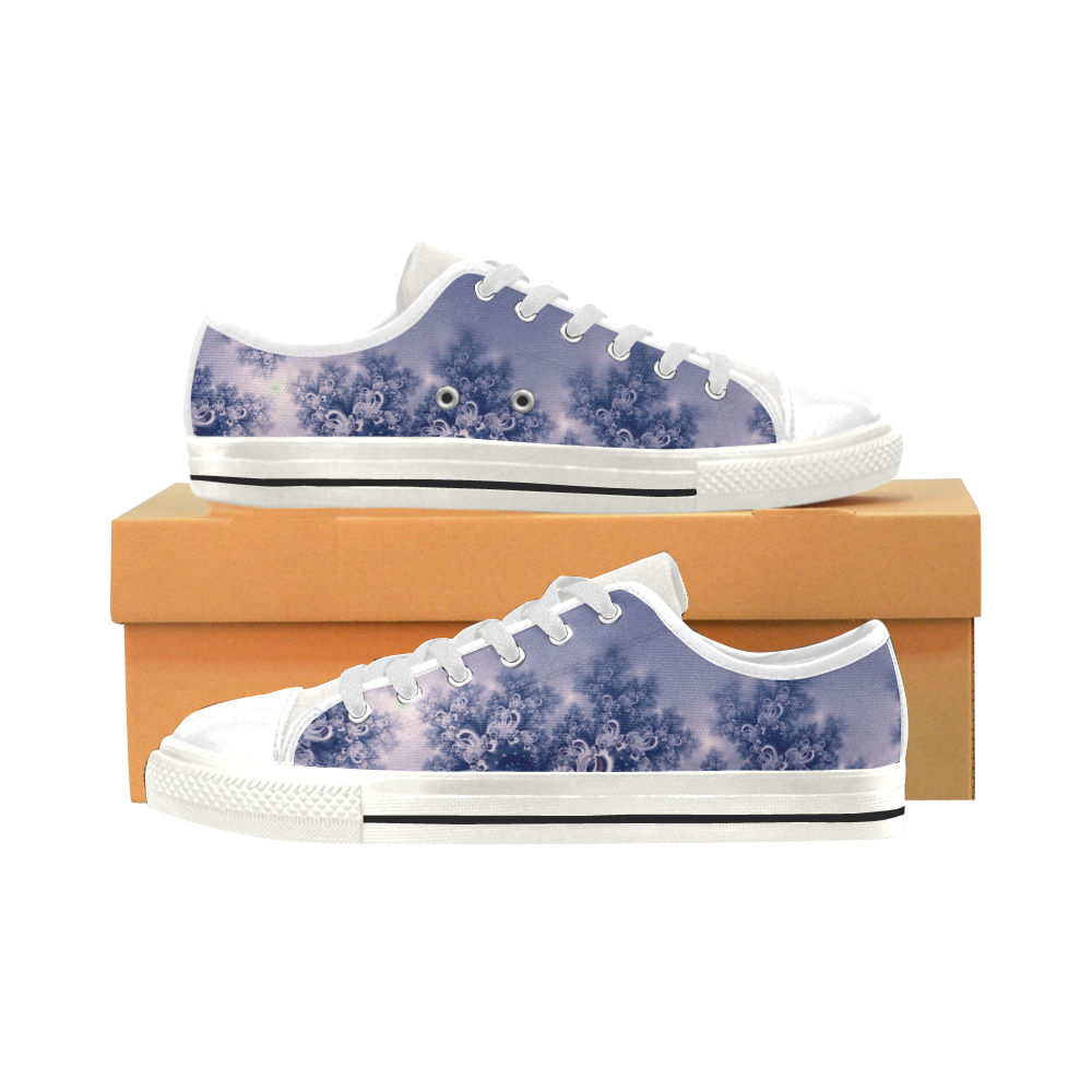 Purple Frost Fractal Low Top Canvas Shoes for Kid (Model 018)