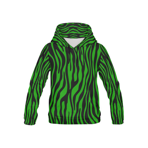 Zebra Stripes Pattern - Black Clear All Over Print Hoodie for Kid (USA Size) (Model H13)