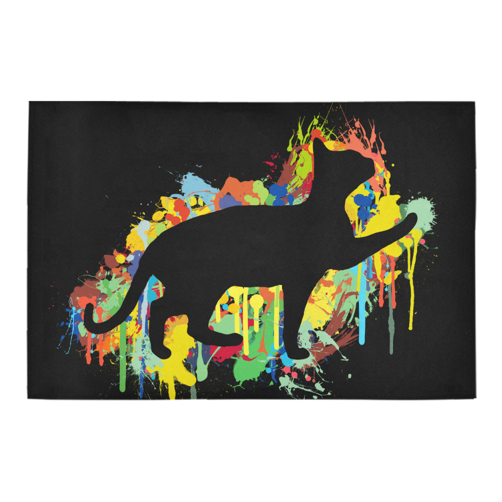 Lovely Cat Colorful Painting Splash Azalea Doormat 24" x 16" (Sponge Material)