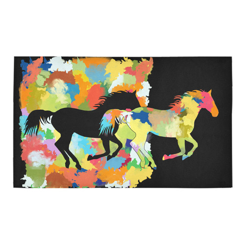 Horse  Shape Galloping out of Colorful Splash Azalea Doormat 30" x 18" (Sponge Material)