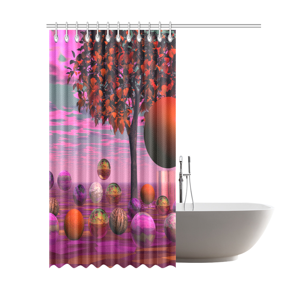 Bittersweet Opinion, Abstract Raspberry Maple Tree Shower Curtain 69"x84"