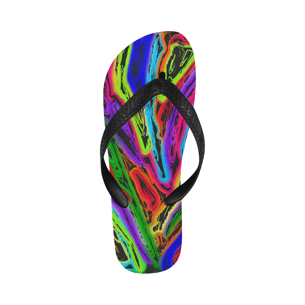 Neon Black Magic Art Flip Flops for Men/Women (Model 040)