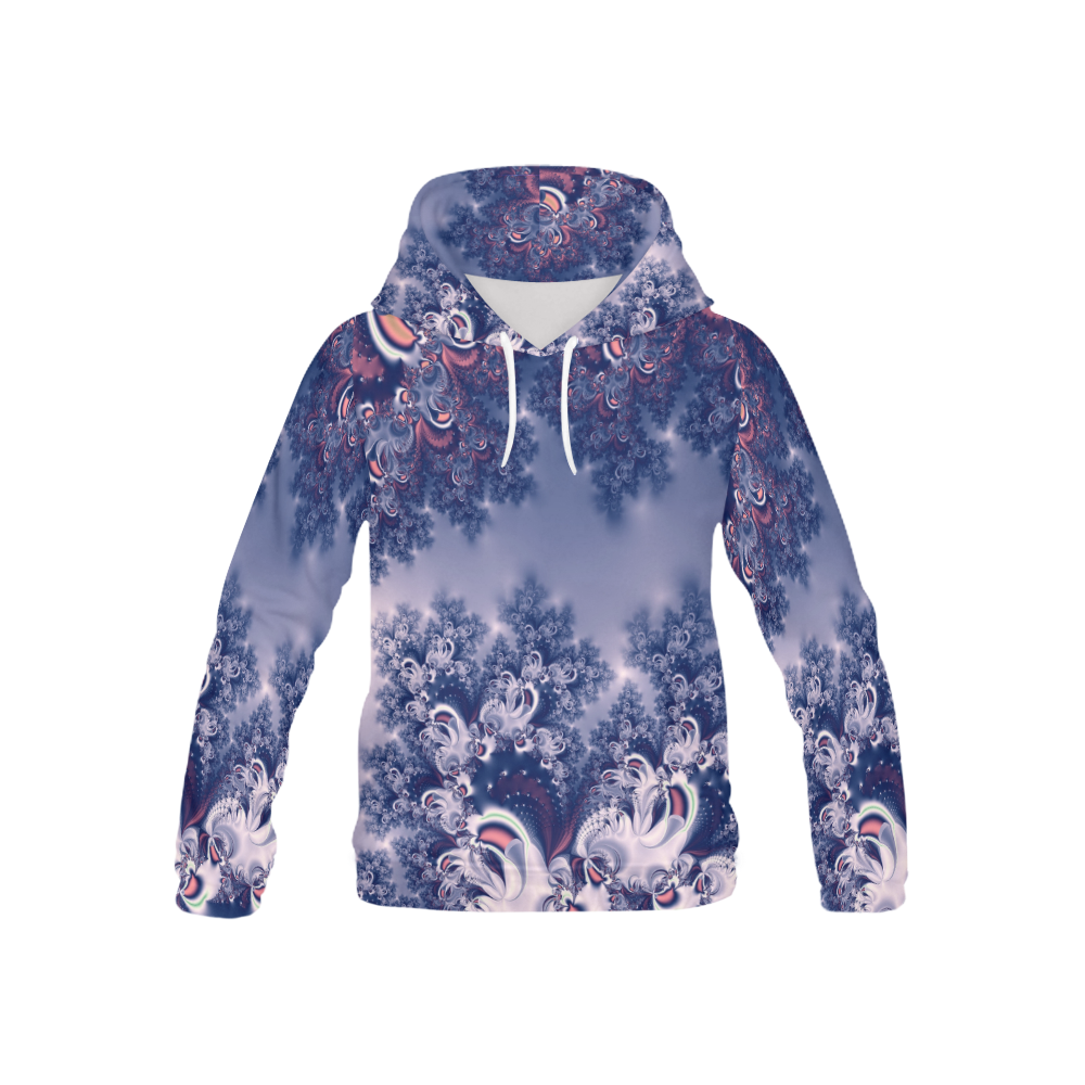 Purple Frost Fractal All Over Print Hoodie for Kid (USA Size) (Model H13)