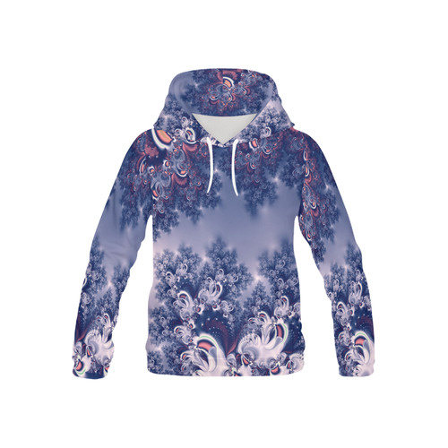 Purple Frost Fractal All Over Print Hoodie for Kid (USA Size) (Model H13)
