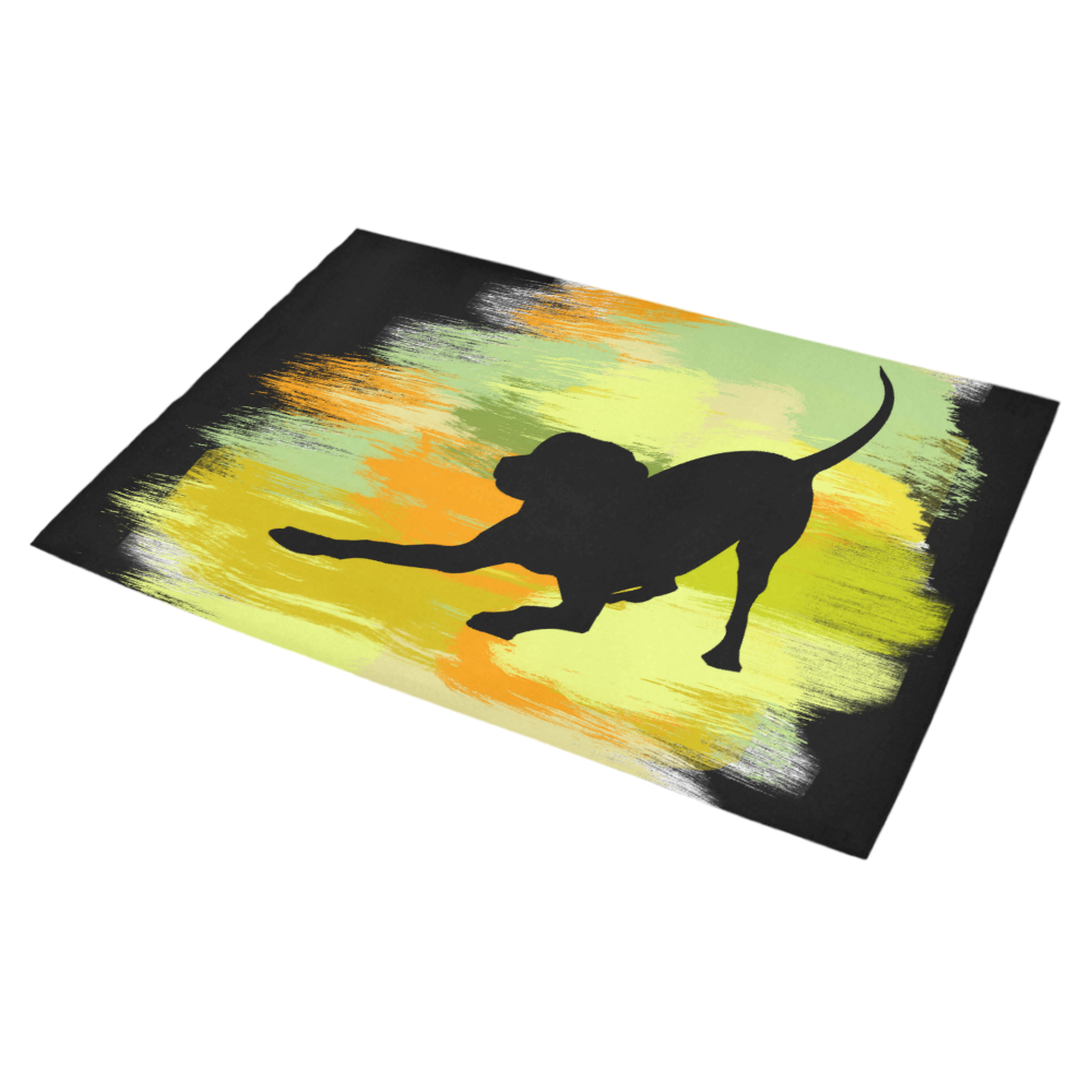 Dog Playing Please Painting Shape Azalea Doormat 30" x 18" (Sponge Material)