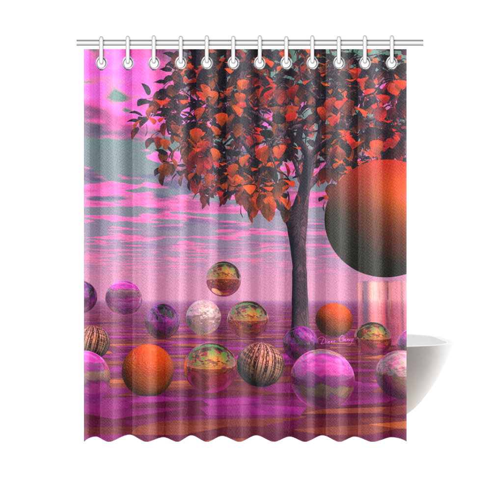 Bittersweet Opinion, Abstract Raspberry Maple Tree Shower Curtain 69"x84"
