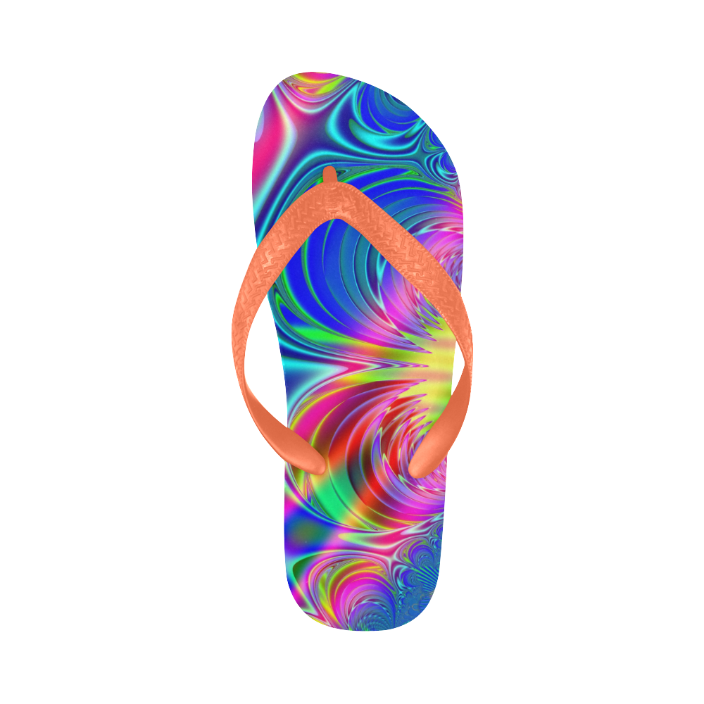 Rainbow Splash Fractal Flip Flops for Men/Women (Model 040)