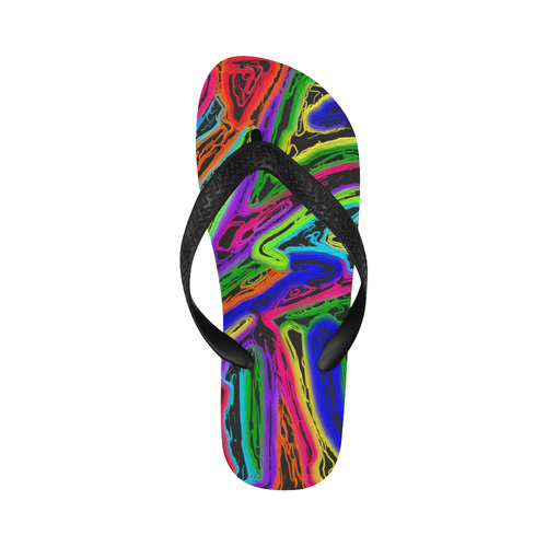 Neon Black Magic Art Flip Flops for Men/Women (Model 040)