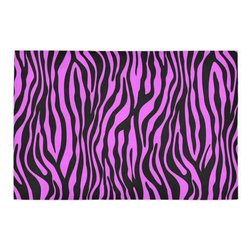 Zebra Stripes Pattern - Trend Colors Black Pink Azalea Doormat 24" x 16" (Sponge Material)