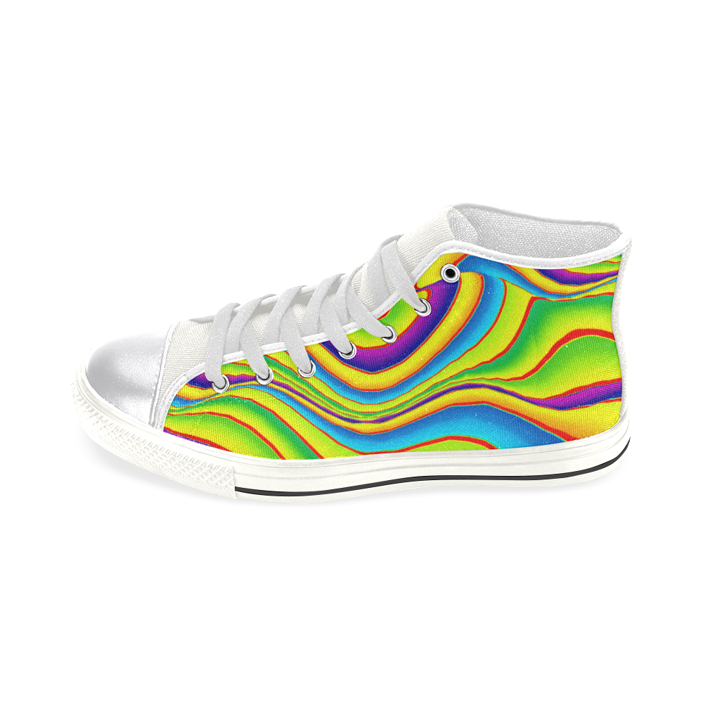 Summer Wave Colors Women's Classic High Top Canvas Shoes (Model 017)