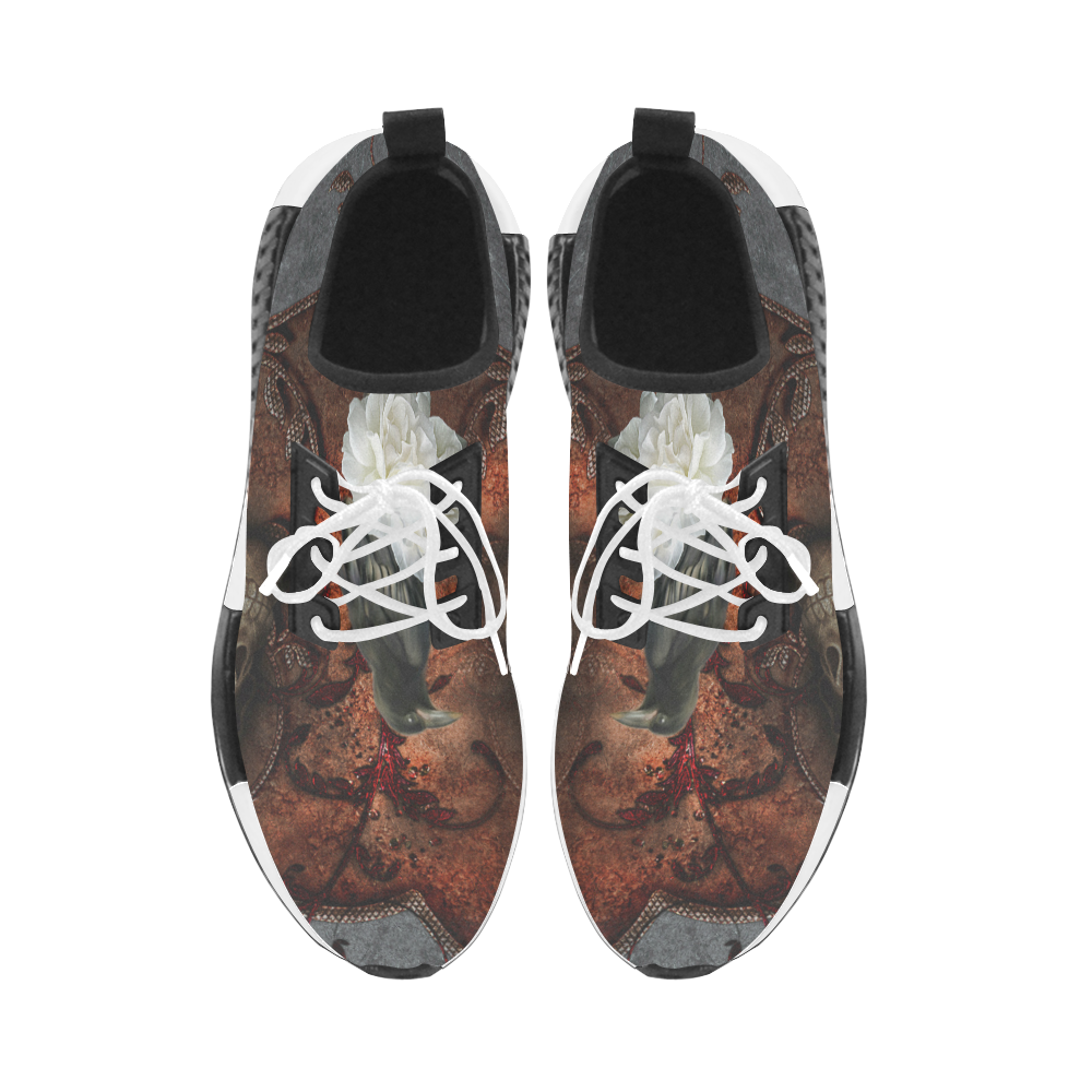 The crow with skulls Men’s Draco Running Shoes (Model 025)
