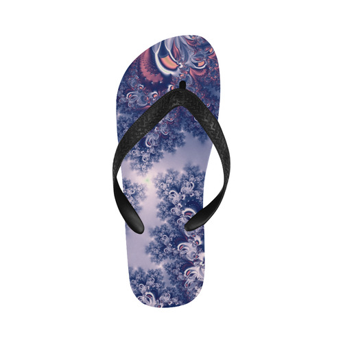 Purple Frost Fractal Flip Flops for Men/Women (Model 040)