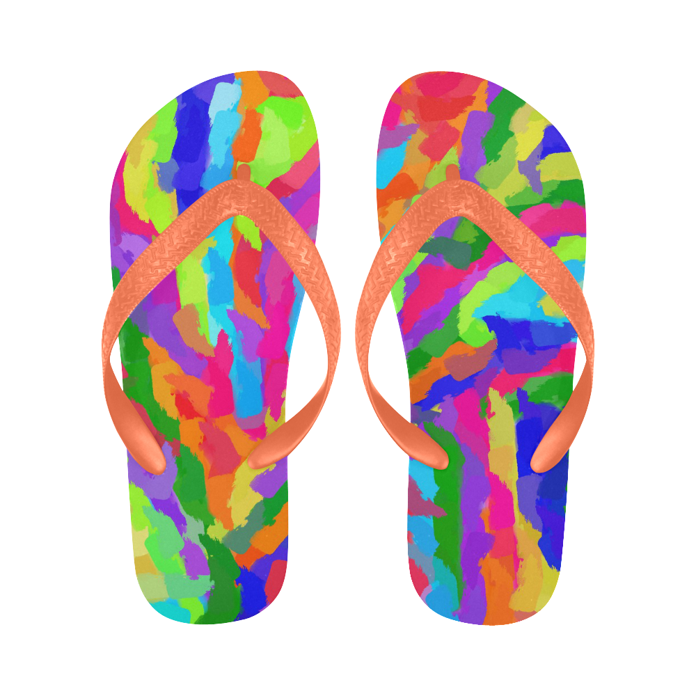 Neon Magic Marker Art Flip Flops for Men/Women (Model 040)