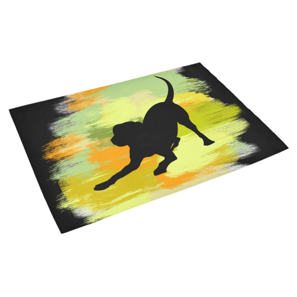 Dog Playing Please Painting Shape Azalea Doormat 30" x 18" (Sponge Material)
