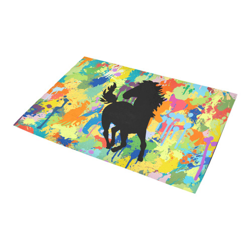 Horse Shape Template Colorful Splash Azalea Doormat 24" x 16" (Sponge Material)
