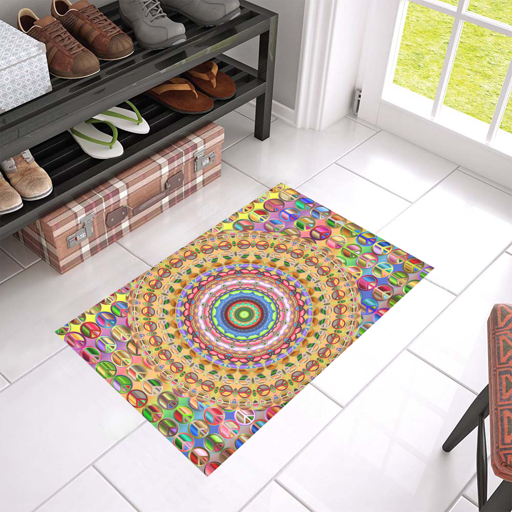 Peace Mandala Azalea Doormat 24" x 16" (Sponge Material)