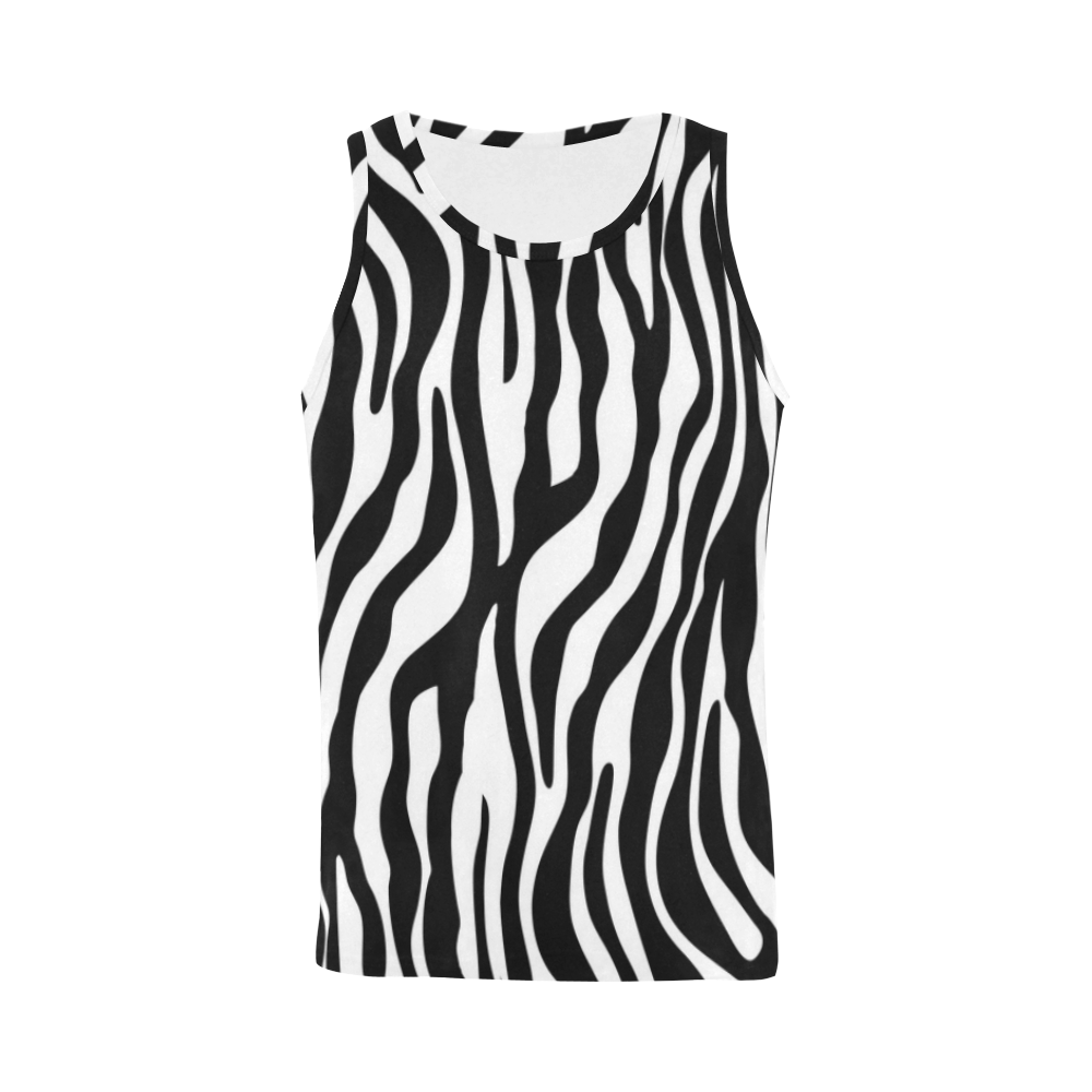 Zebra Stripes Pattern - Traditional Black White All Over Print Tank Top for Men (Model T43)