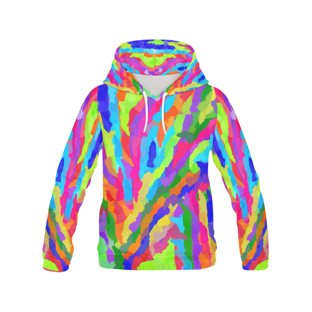 Neon Magic Marker Art All Over Print Hoodie for Women (USA Size) (Model H13)