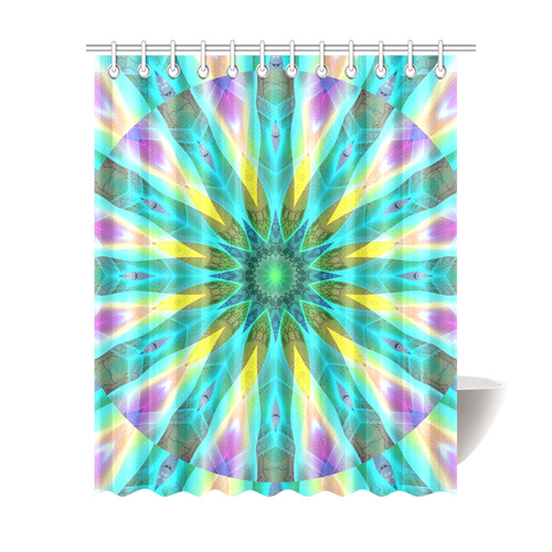 Golden Violet Peacock Sunrise Abstract Wind Flower Shower Curtain 69"x84"