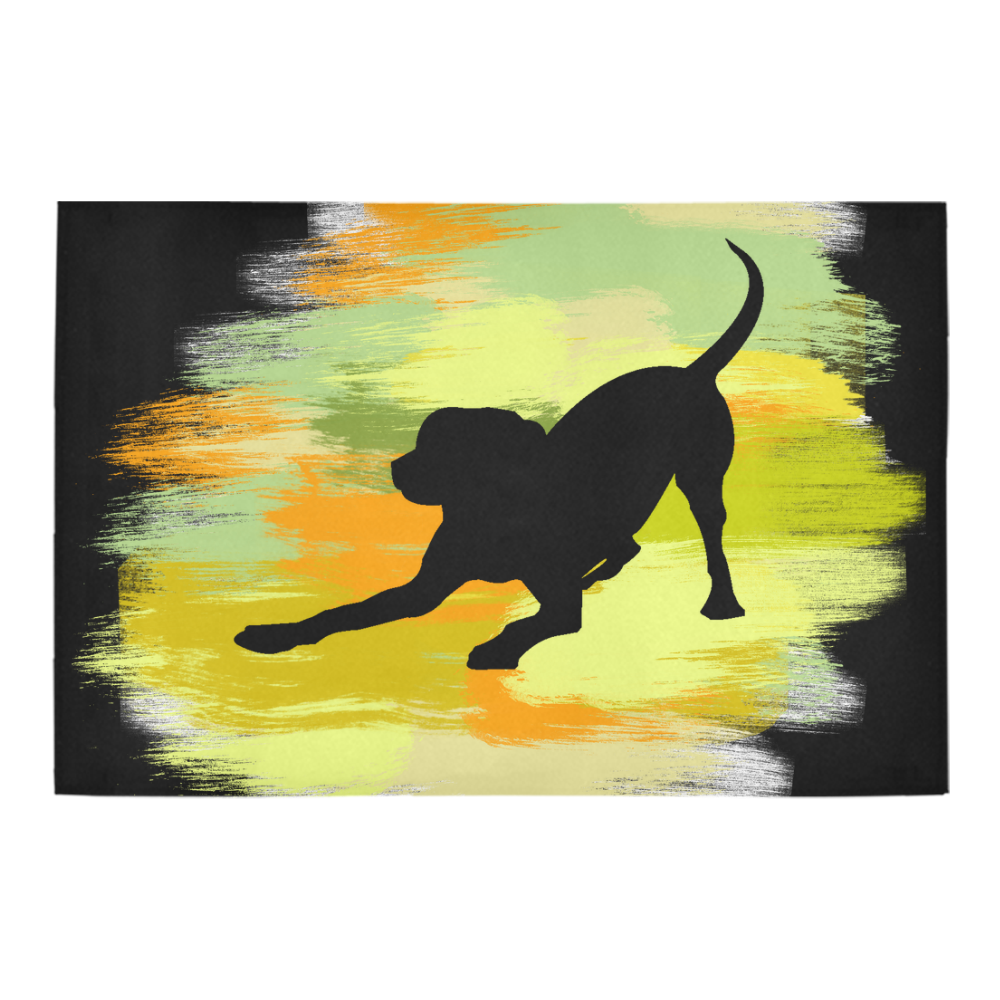 Dog Playing Please Painting Shape Azalea Doormat 24" x 16" (Sponge Material)