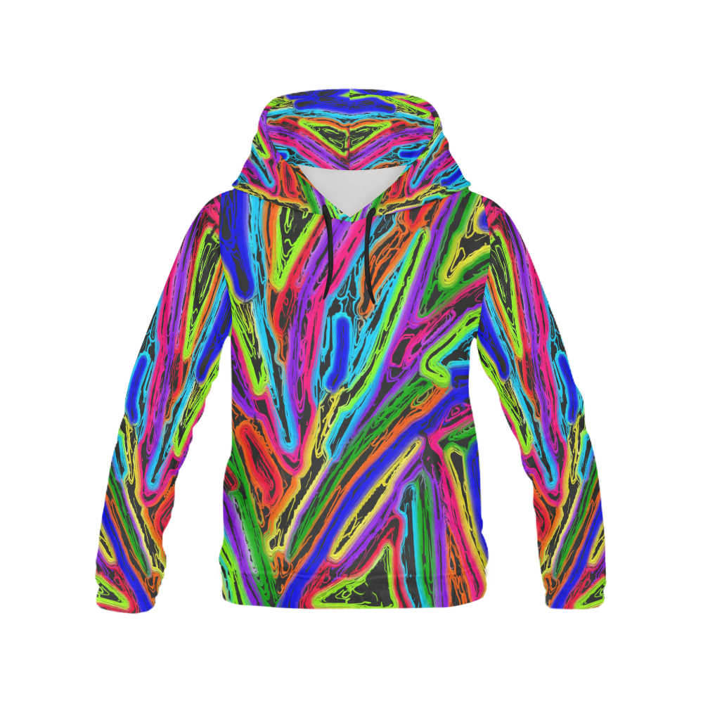 Neon Black Magic Art All Over Print Hoodie for Women (USA Size) (Model H13)