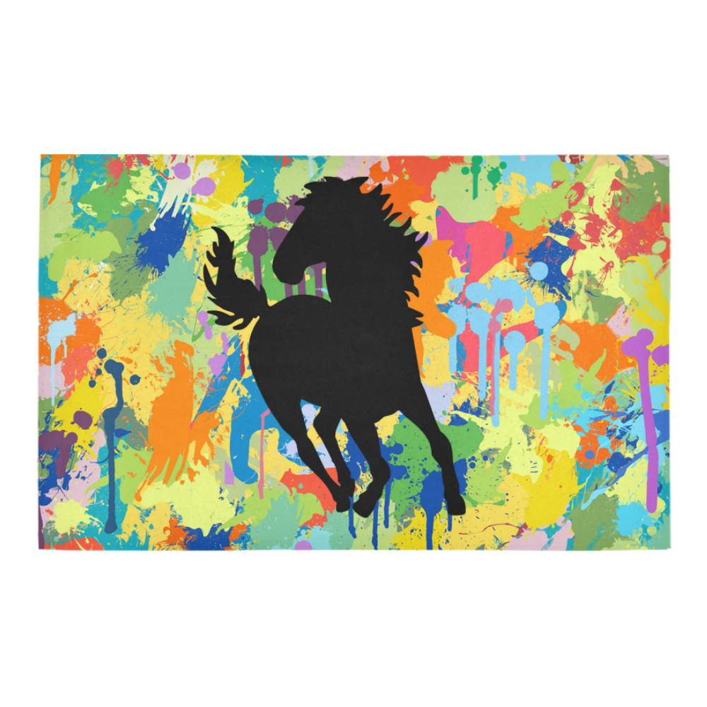 Horse Shape Template Colorful Splash Bath Rug 20''x 32''