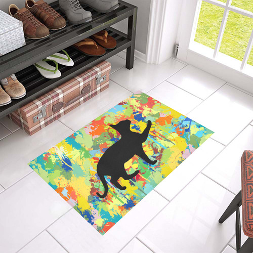 Lovely Cat Colorful Splash Complet Azalea Doormat 24" x 16" (Sponge Material)