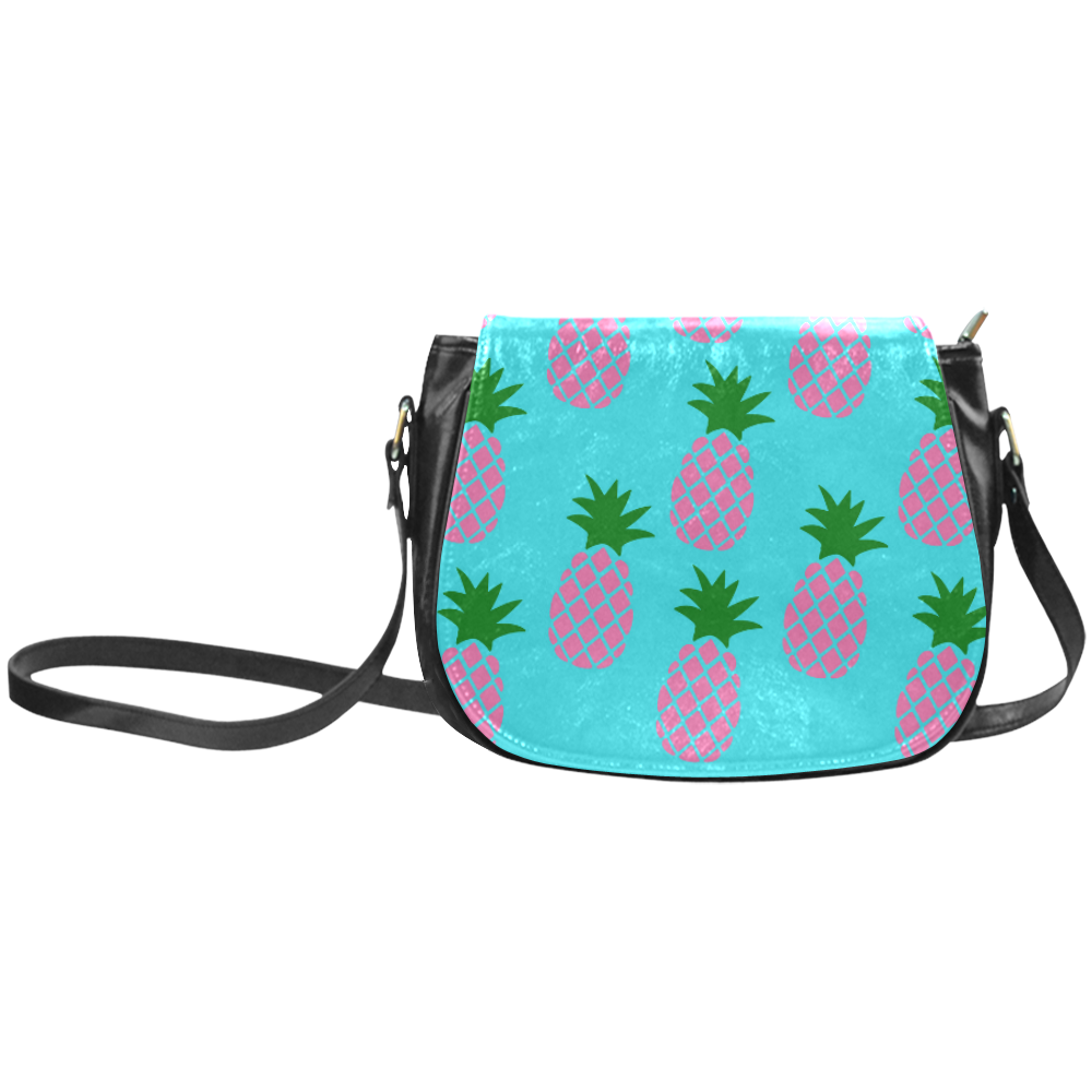 Pink Pineapple Teal Classic Saddle Bag/Small (Model 1648)