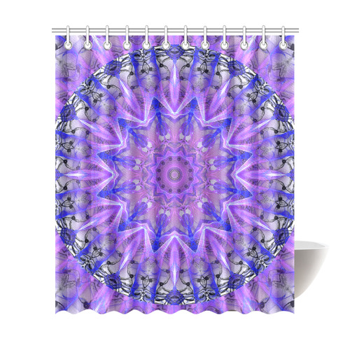 Abstract Plum Ice Crystal Palace Lattice Lace Shower Curtain 72"x84"