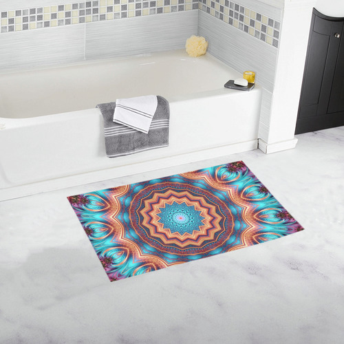 Blue Feather Mandala Bath Rug 16''x 28''