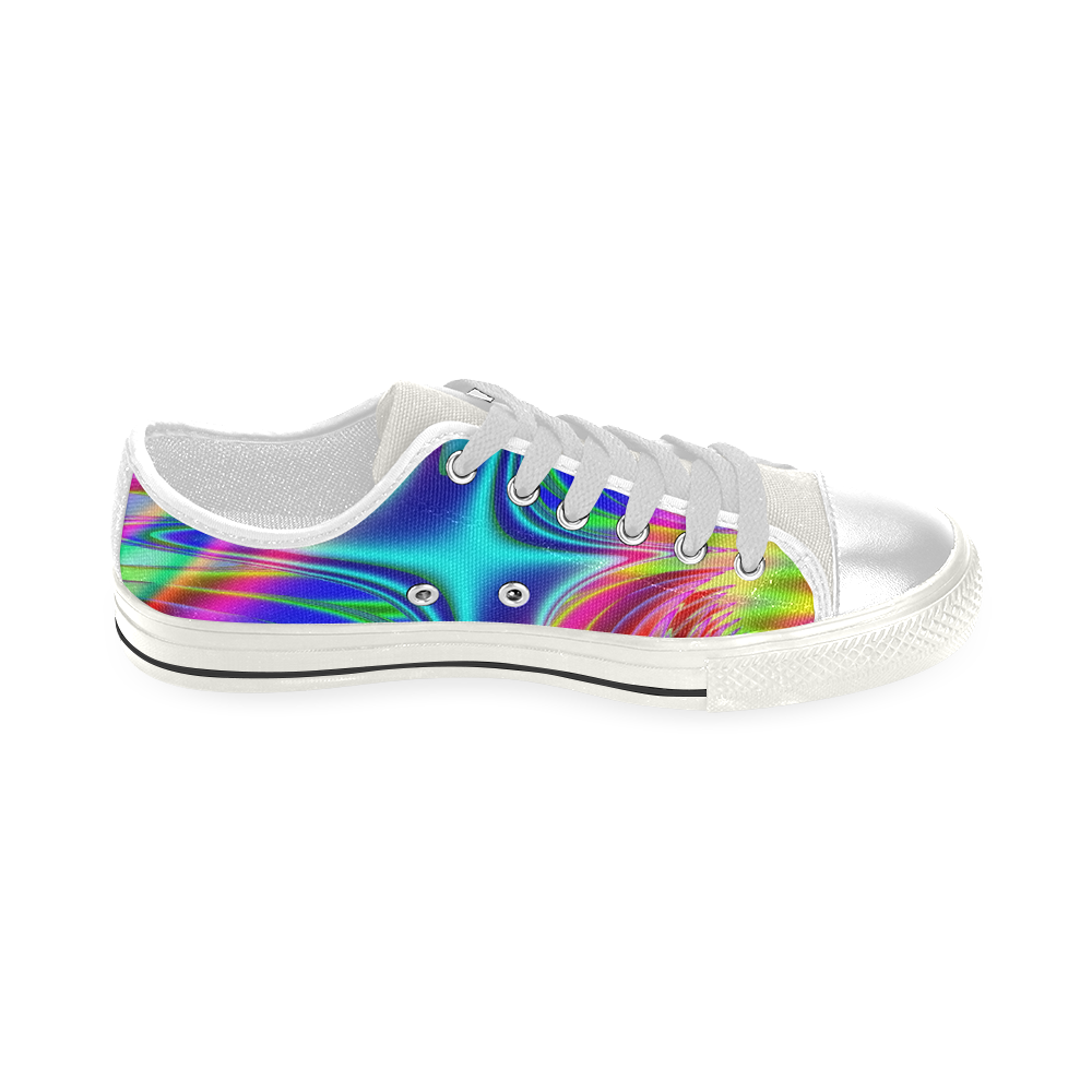 Rainbow Splash Fractal Low Top Canvas Shoes for Kid (Model 018)