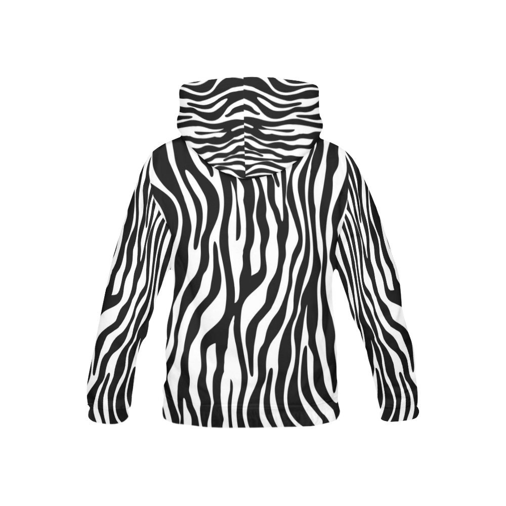 Zebra Stripes Pattern - Traditional Black White All Over Print Hoodie for Kid (USA Size) (Model H13)