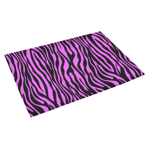 Zebra Stripes Pattern - Trend Colors Black Pink Azalea Doormat 30" x 18" (Sponge Material)