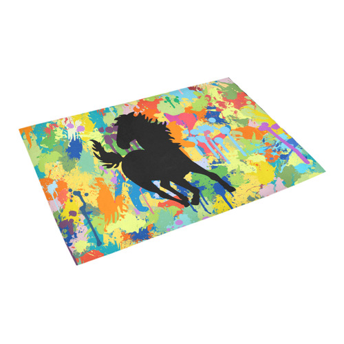 Horse Shape Template Colorful Splash Azalea Doormat 24" x 16" (Sponge Material)