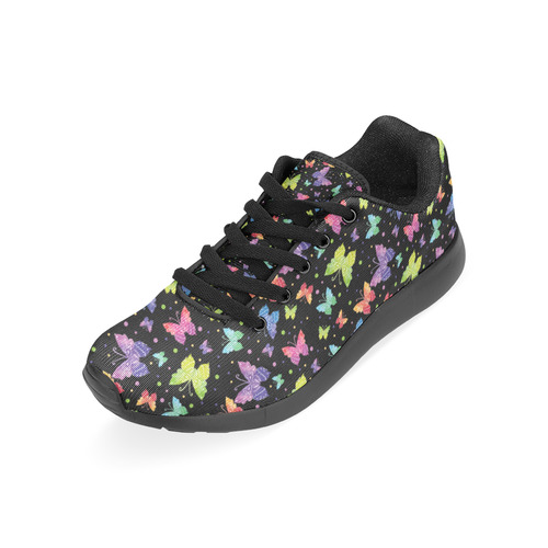 Colorful Butterflies Black Edition Women’s Running Shoes (Model 020)