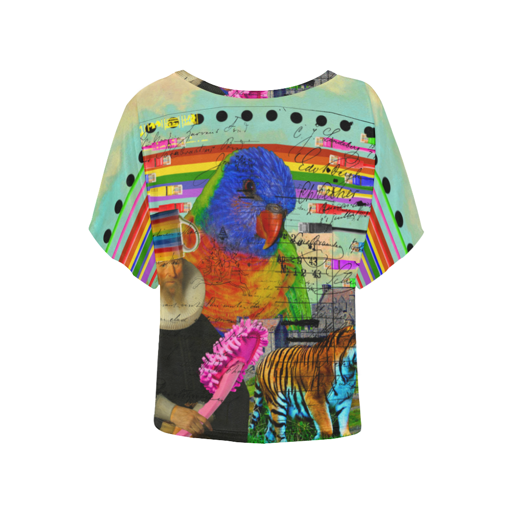 THE BIG PARROT Women's Batwing-Sleeved Blouse T shirt (Model T44)