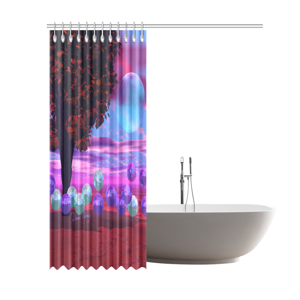 Bubble Garden, Abstract Rose  Azure Wisdom Shower Curtain 69"x84"