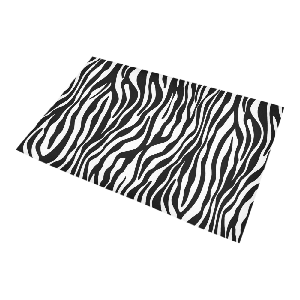 Zebra Stripes Pattern - Traditional Black White Bath Rug 20''x 32''