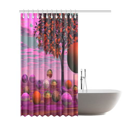 Bittersweet Opinion, Abstract Raspberry Maple Tree Shower Curtain 72"x84"
