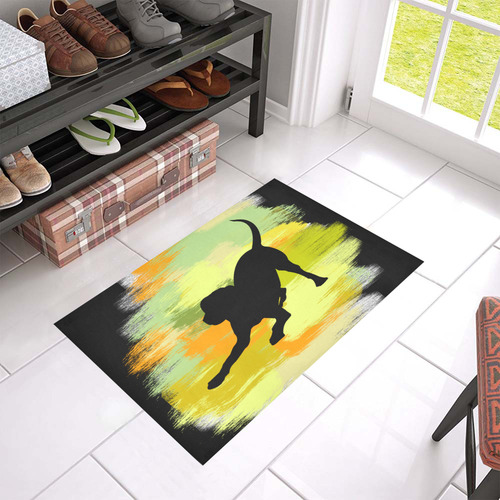 Dog Playing Please Painting Shape Azalea Doormat 24" x 16" (Sponge Material)