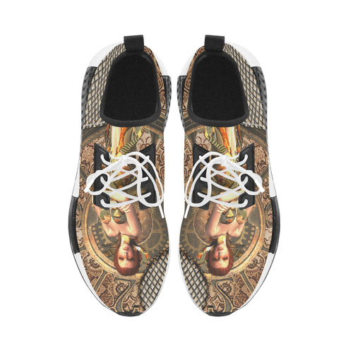Steampunk lady with gears and clocks Men’s Draco Running Shoes (Model 025)