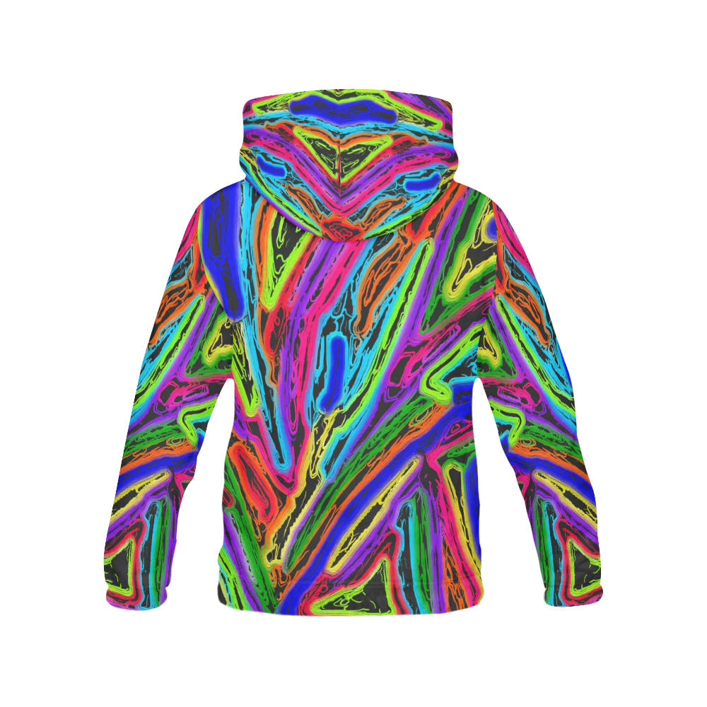 Neon Black Magic Art All Over Print Hoodie for Women (USA Size) (Model H13)