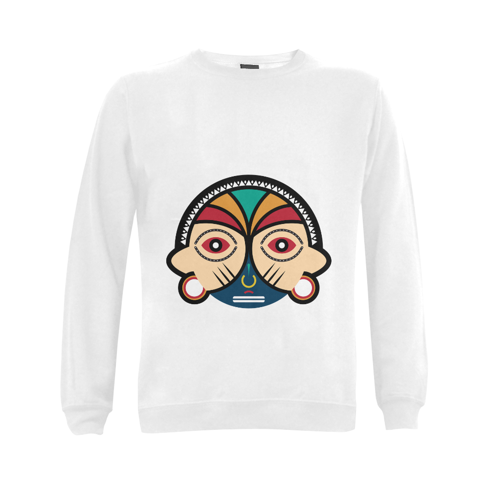 Round Tribal Mask Gildan Crewneck Sweatshirt(NEW) (Model H01)