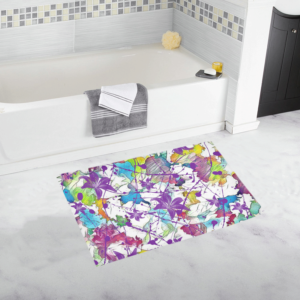 Lilac Lillis Abtract Splash Bath Rug 20''x 32''
